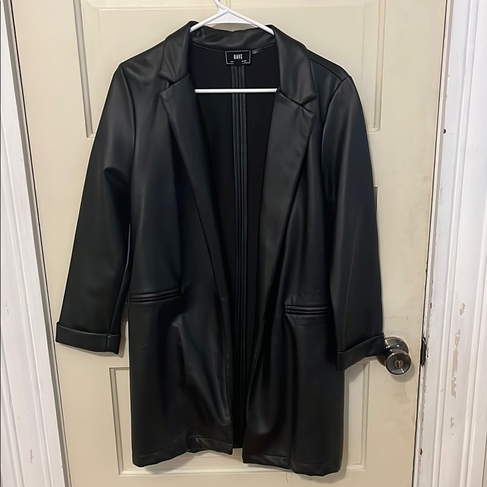 Black Faux Leather Women's Jacket